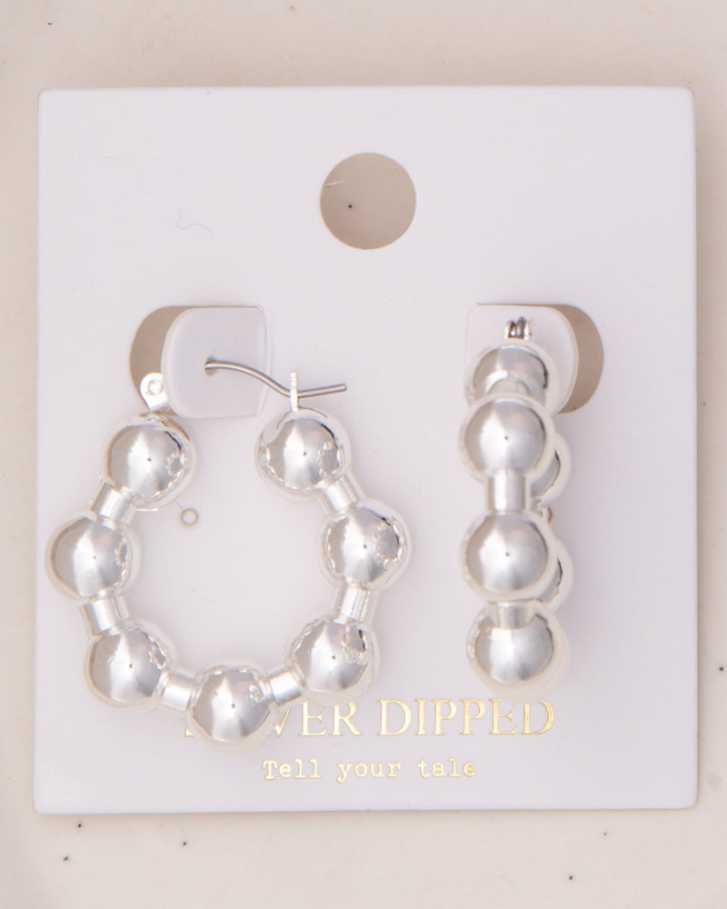 Valentina Beaded Ball Latch Back Hoop Earrings