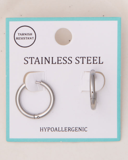 Chole Click Top Huggie Hoop Earrings | Silver