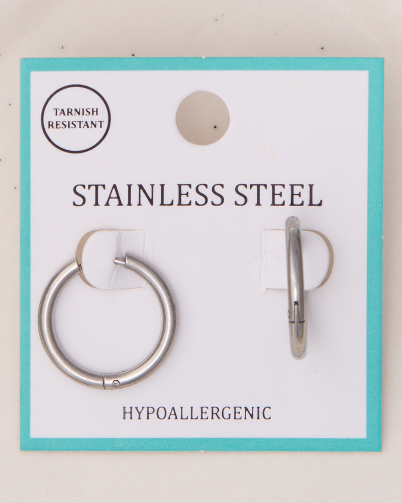 Kaya Click Top Huggie Hoop Earrings | Silver