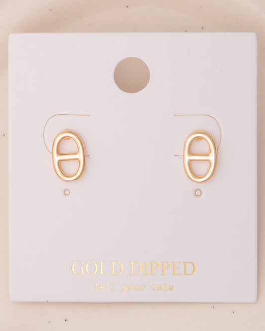 Indigo Polished Soda Can Tab Stud Earrings | Gold