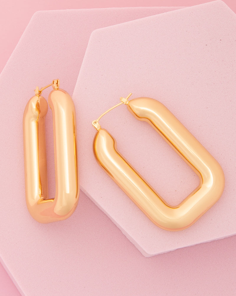 Eden Polished Hoop Earrings in Yellow or White Gold Plating