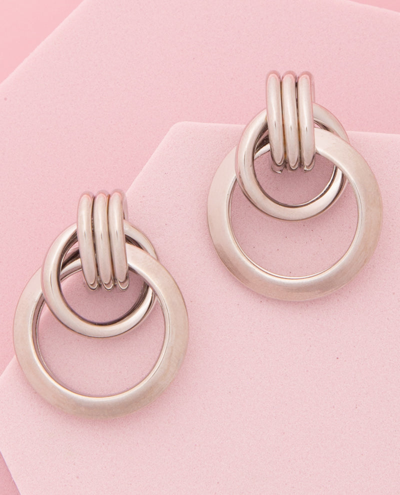 Victoria Polished Stacked Open Disc Doorknocker Post Earrings