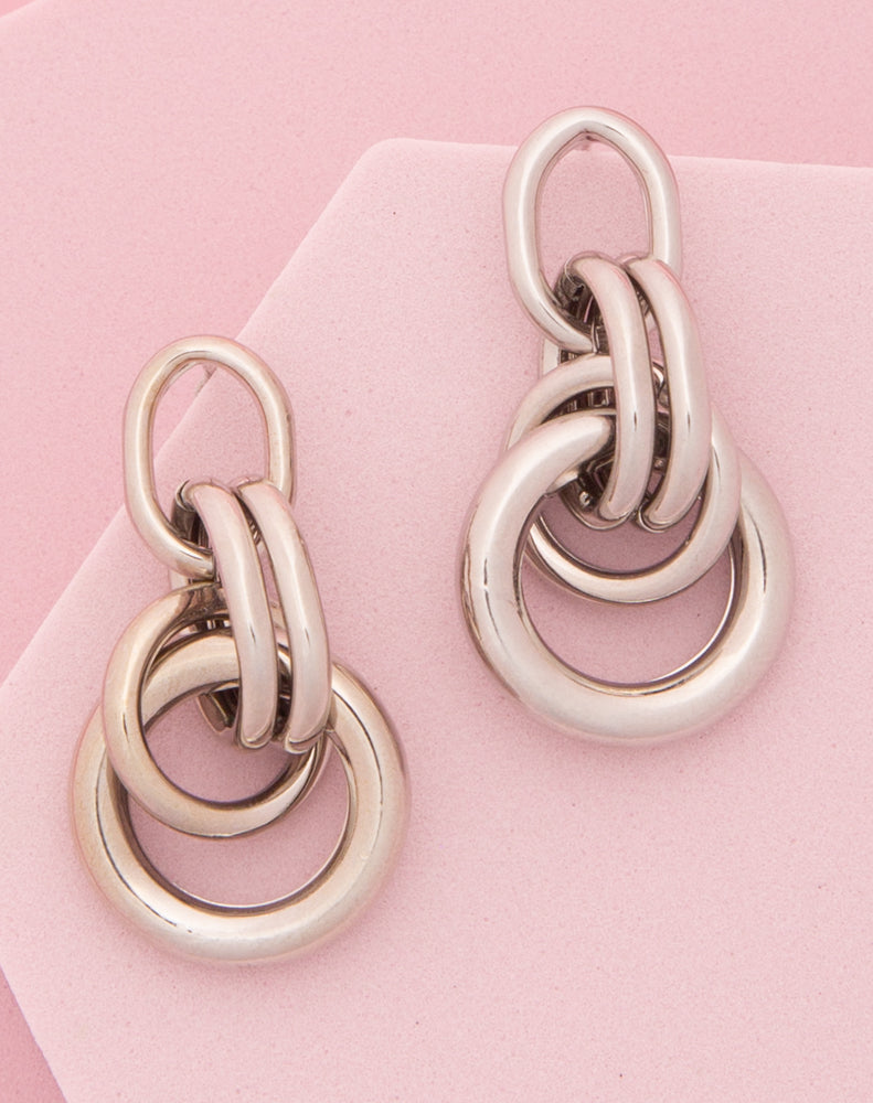 Elena Polished Layered Chain-Link Doorknocker Post Earrings