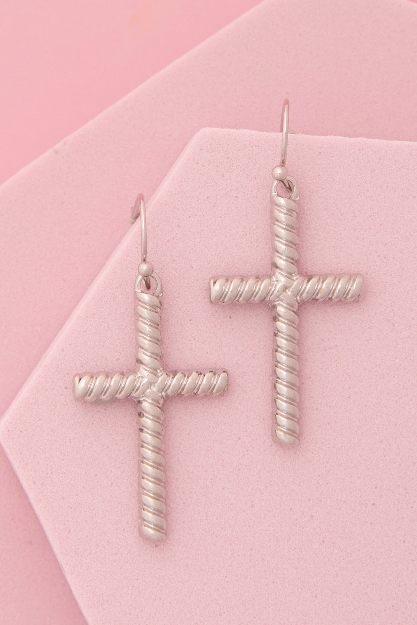 Amara Polished Swirl Cross Dangle Earrings