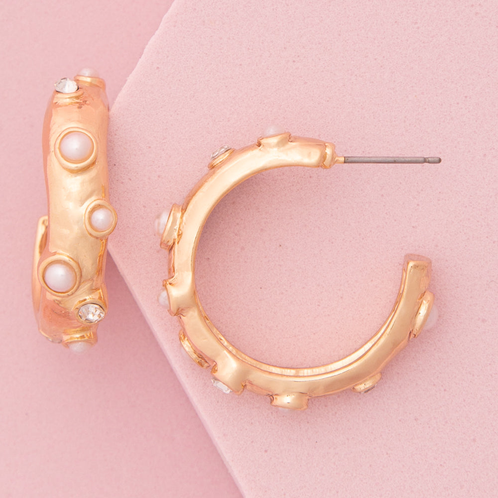 Alina C-Hoop Post Earrings Featuring Bezel-Set Earrings