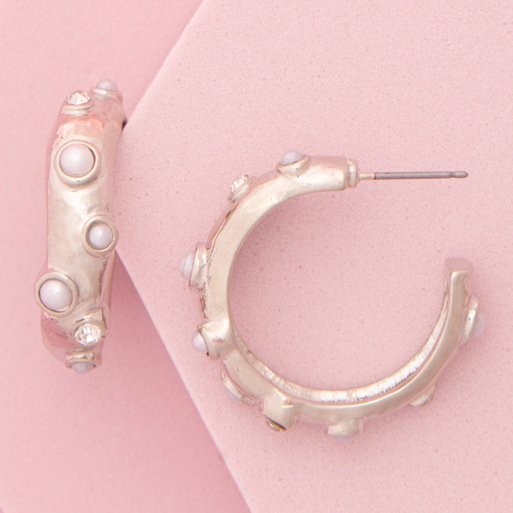 Alina C-Hoop Post Earrings Featuring Bezel-Set Earrings