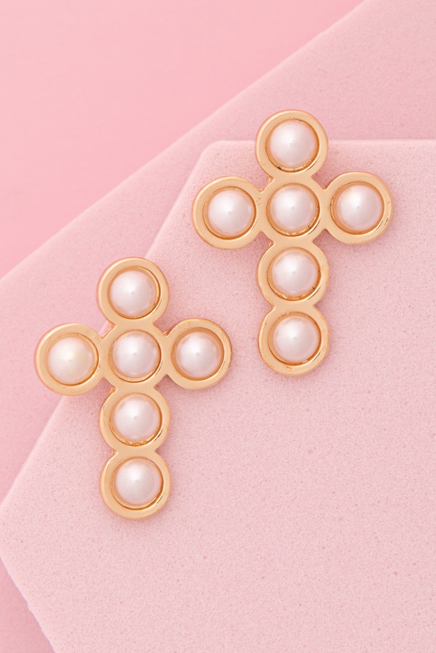 Sienna Turquoise / Pearl Bezel Cross Post Earrings