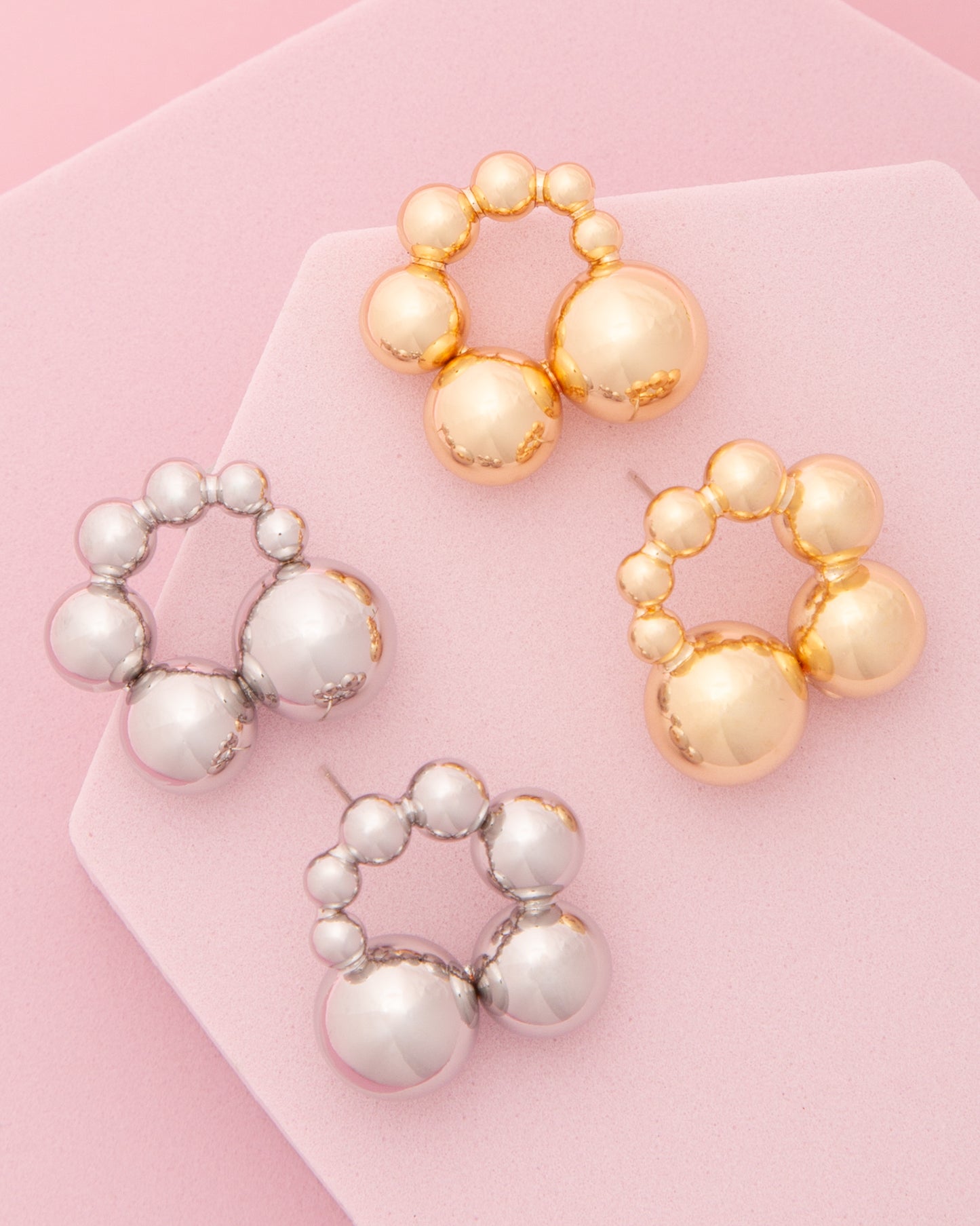 Sutton Ball Beaded Hoop Post Earrings