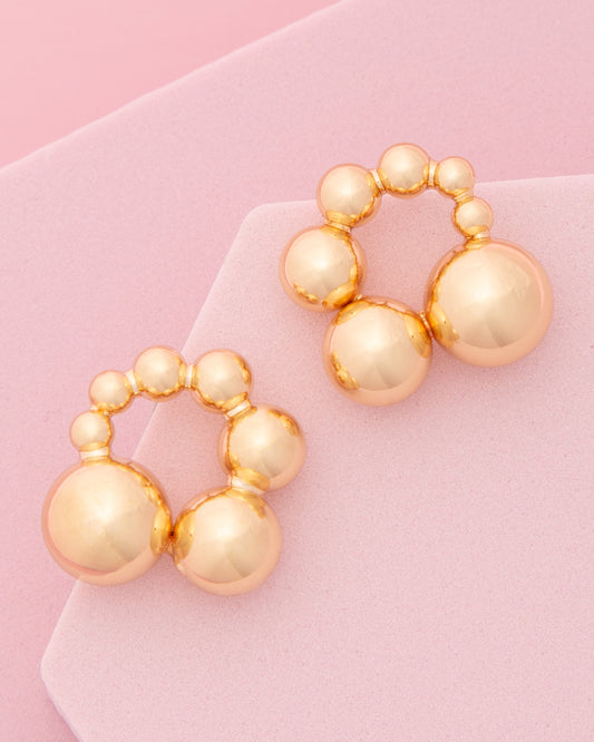 Sutton Ball Beaded Hoop Post Earrings | Gold