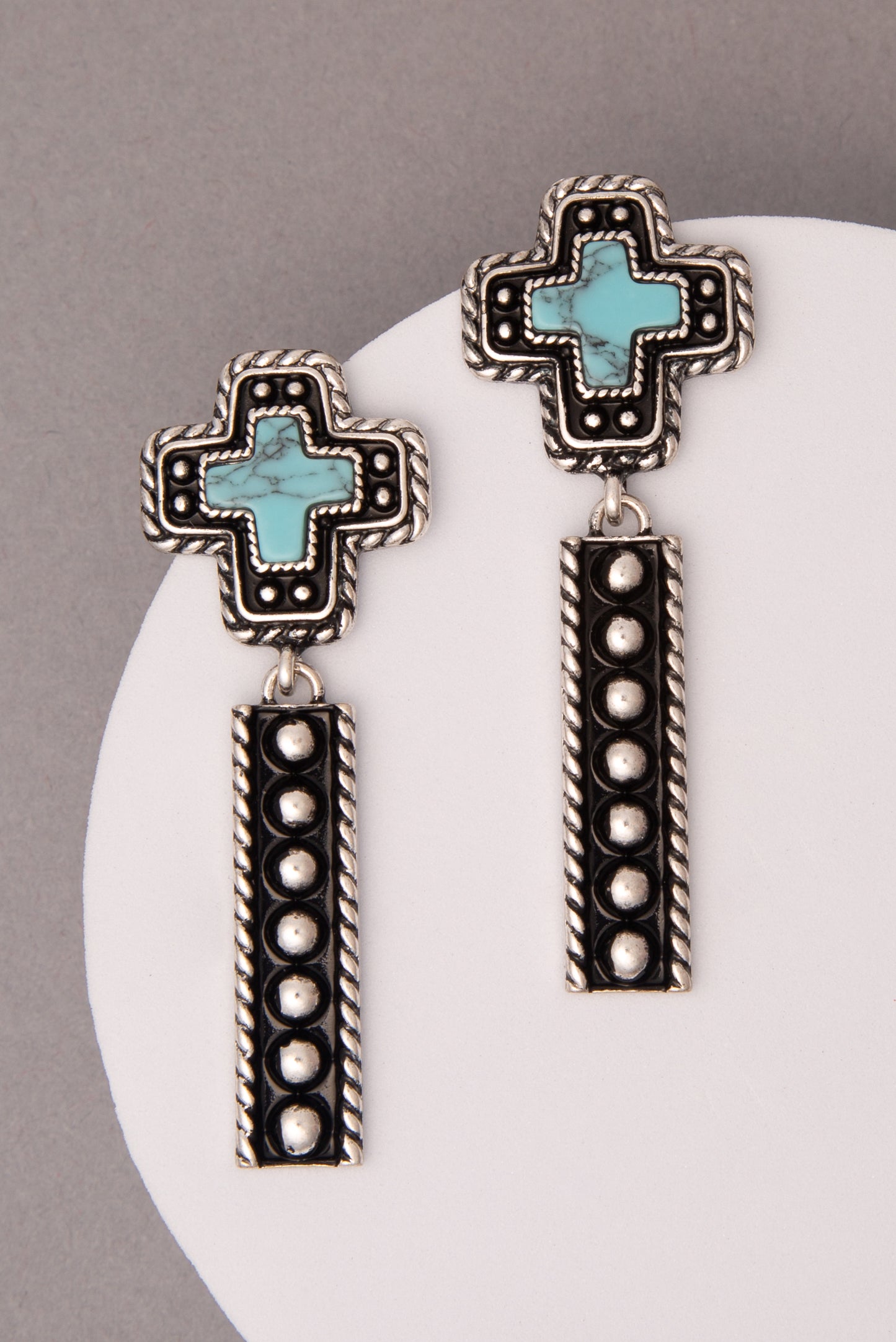 Scout Western Bubble Cross Turquoise Dangle Earrings