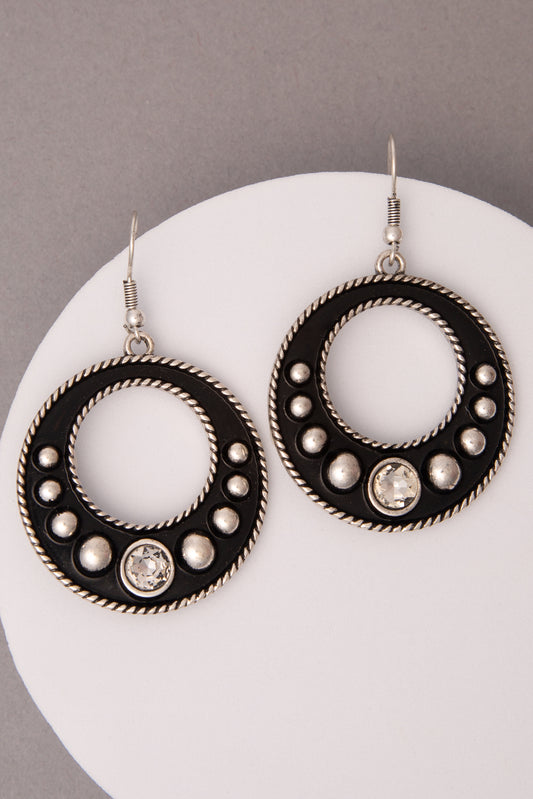 Romy Western Rigidized Open Round Post Dangle Earrings | Clear