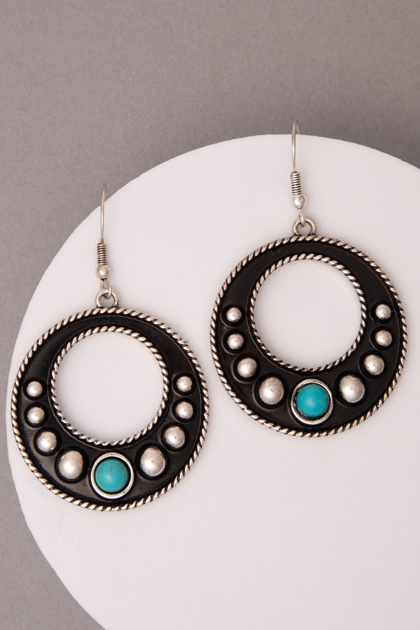 Romy Western Rigidized Open Round Post Dangle Earrings