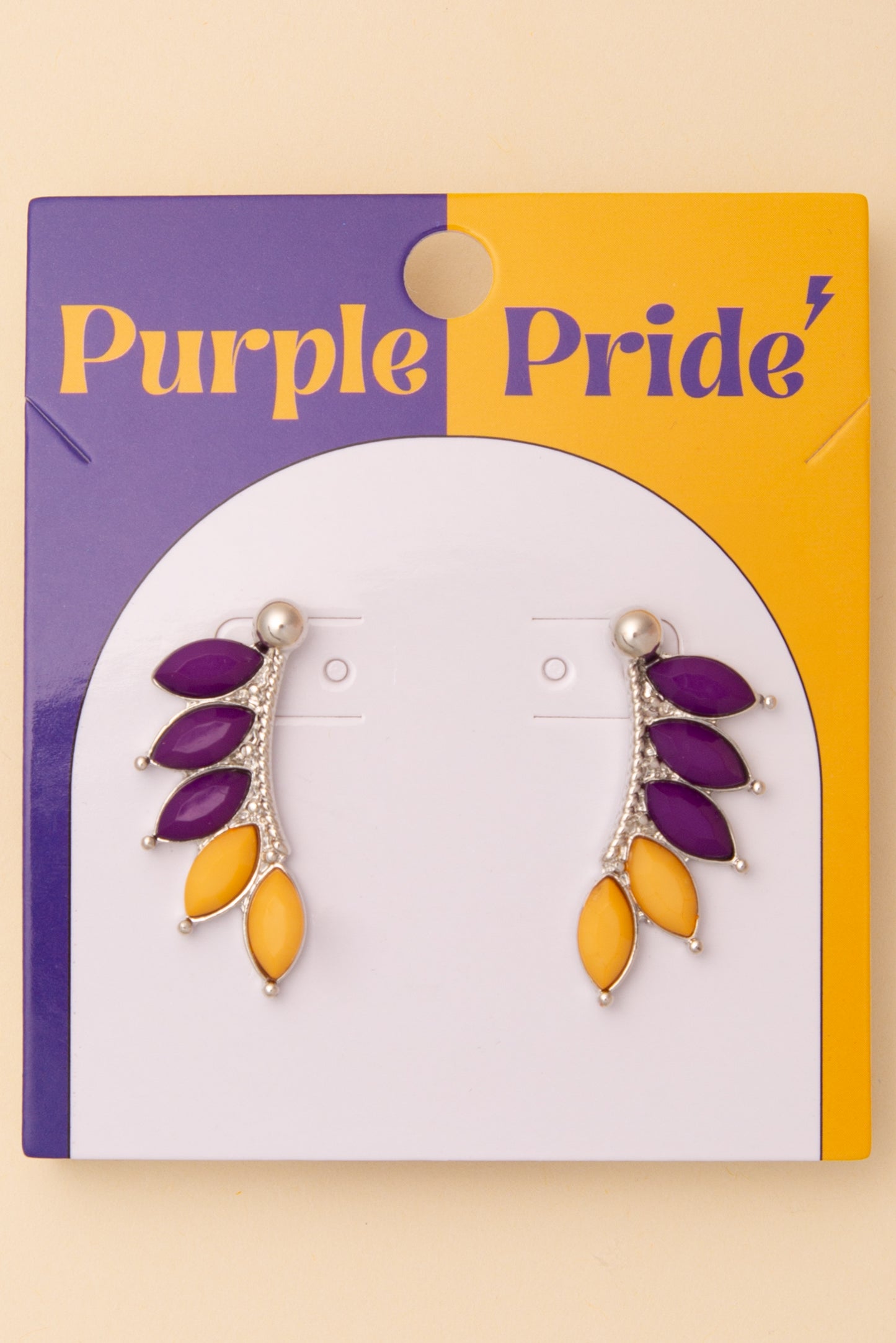 Quinn Game Day Crystal Embellished Feather Post Dangle Earrings