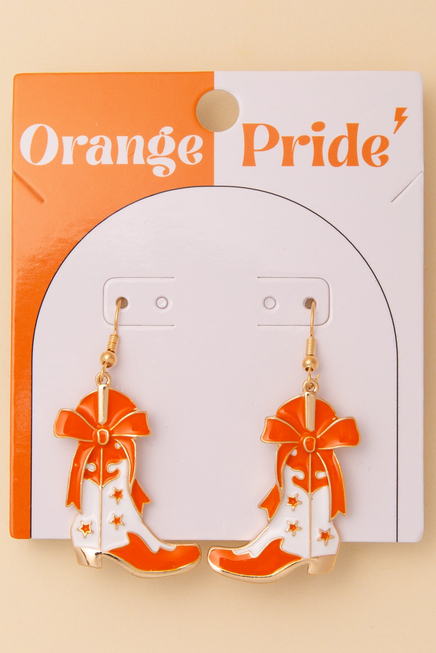 Hailey Game Day Western Two-Tone Enamel Cowboy Boot Dangle Earrings