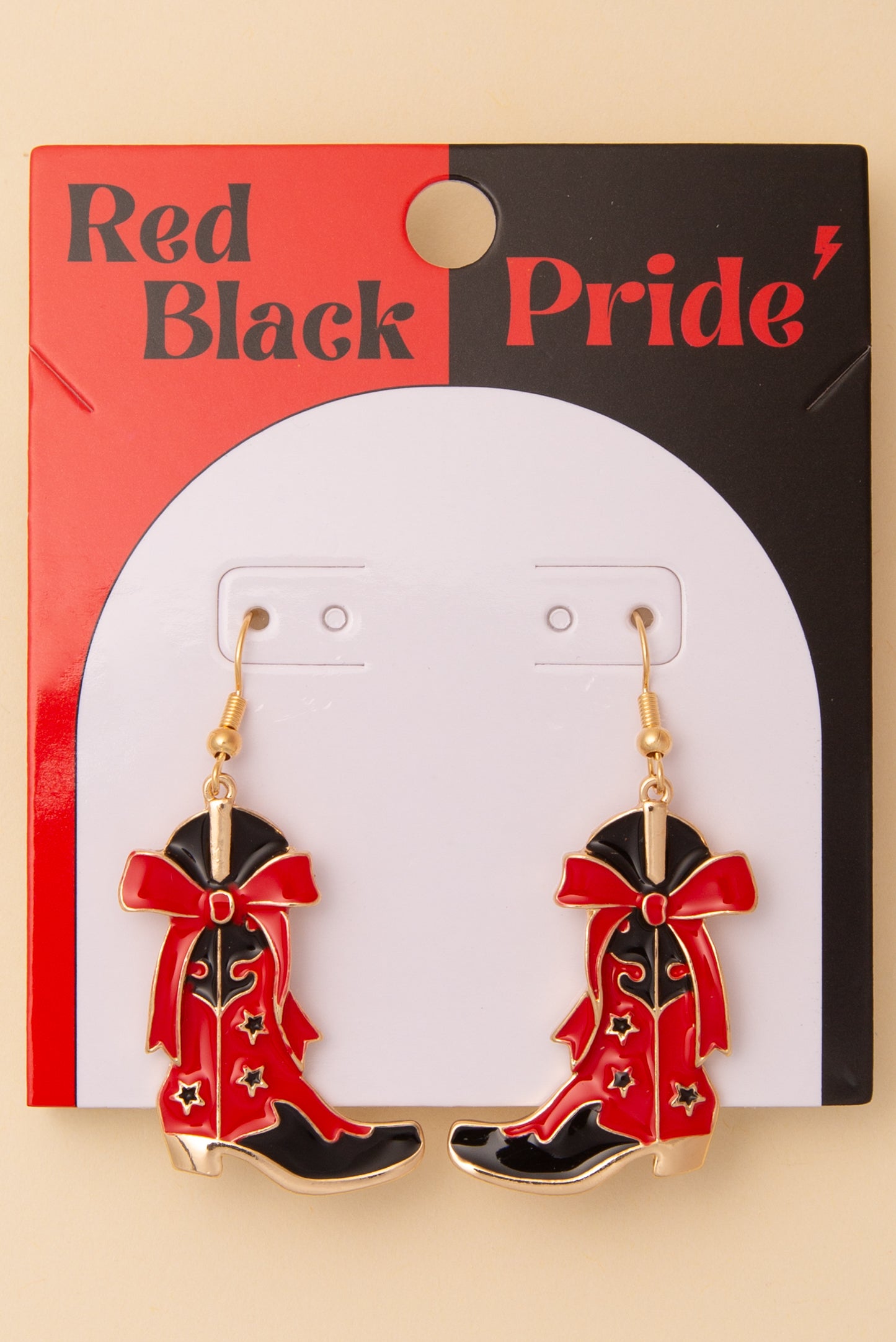 Hailey Game Day Western Two-Tone Enamel Cowboy Boot Dangle Earrings