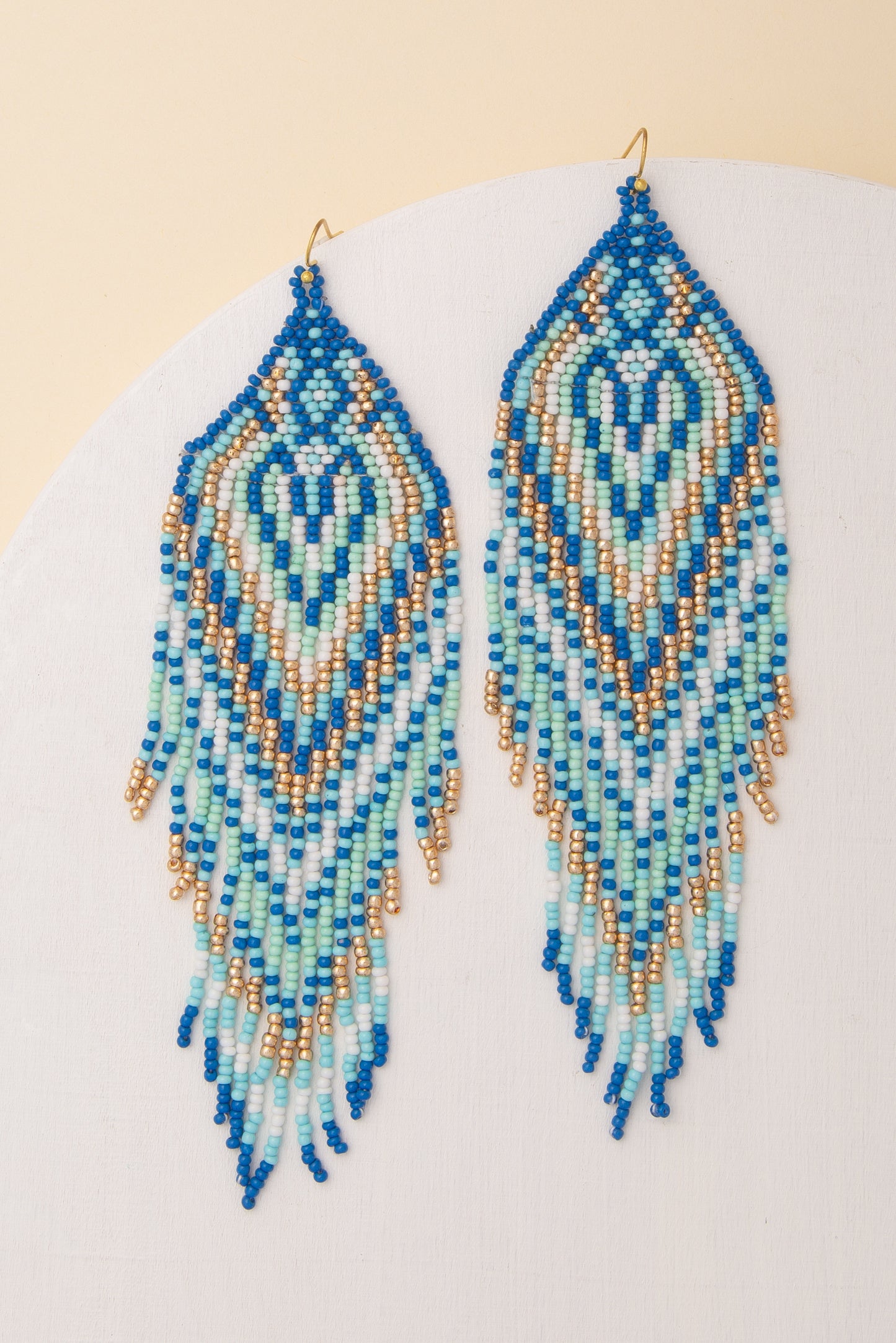 Nancy Western Inspired Seed Beaded Fringe Dangle Earrings