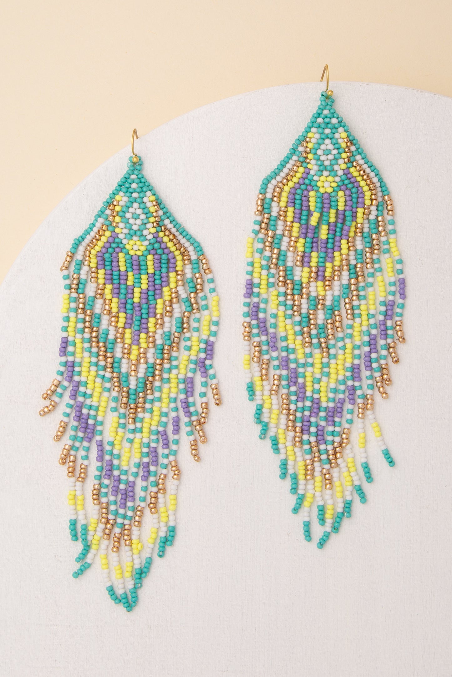 Nancy Western Inspired Seed Beaded Fringe Dangle Earrings