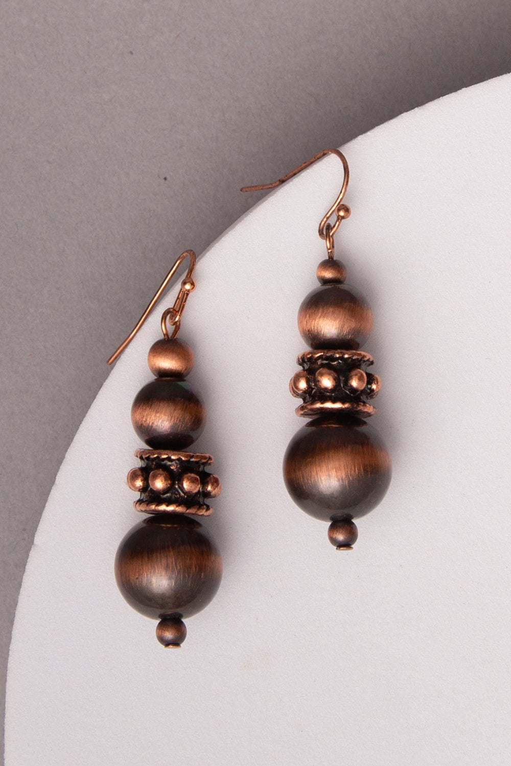 Eliza Western Jeweled Beaded Rondell Dangle Earrings | Copper