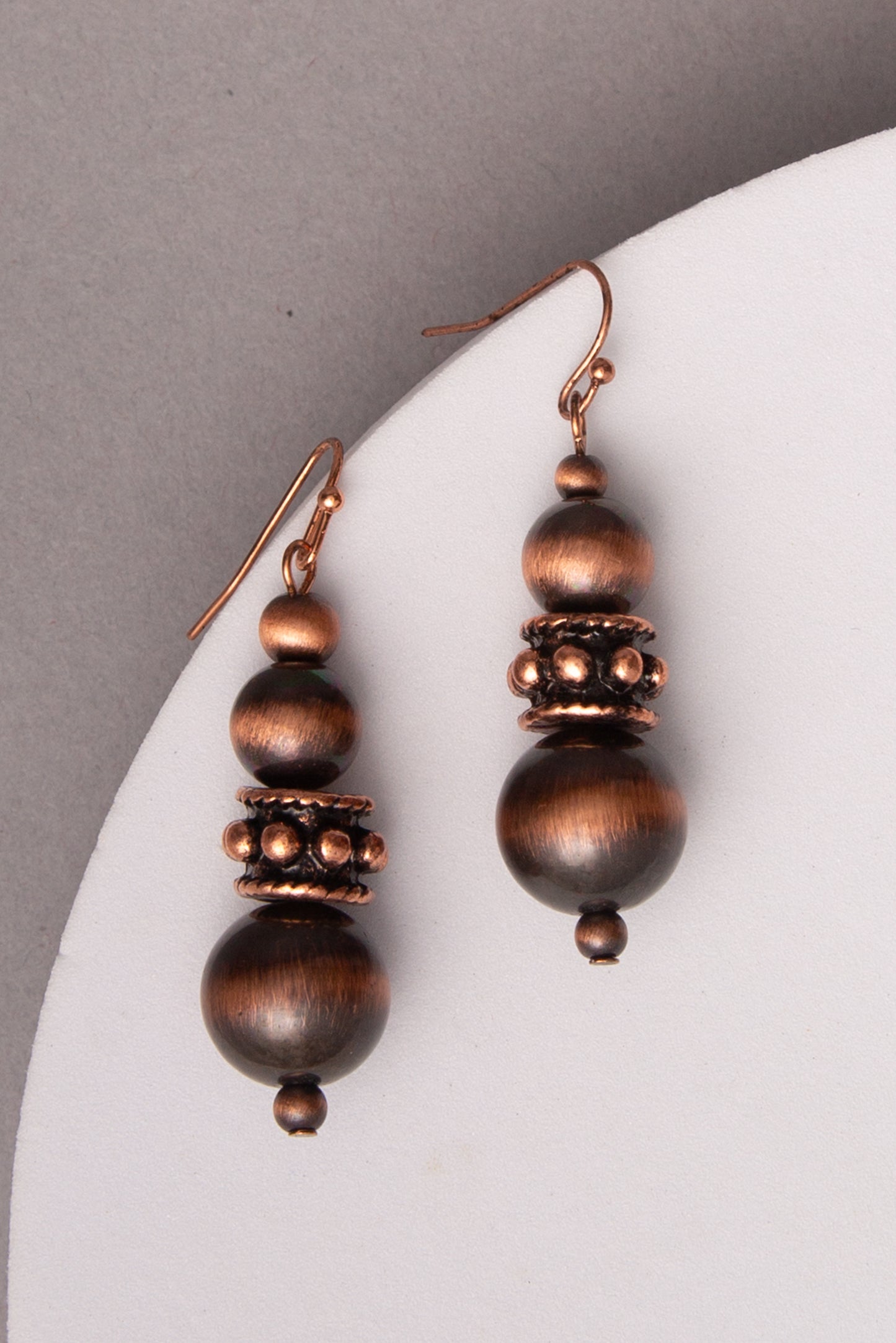 Eliza Western Jeweled Beaded Rondell Dangle Earrings | Copper
