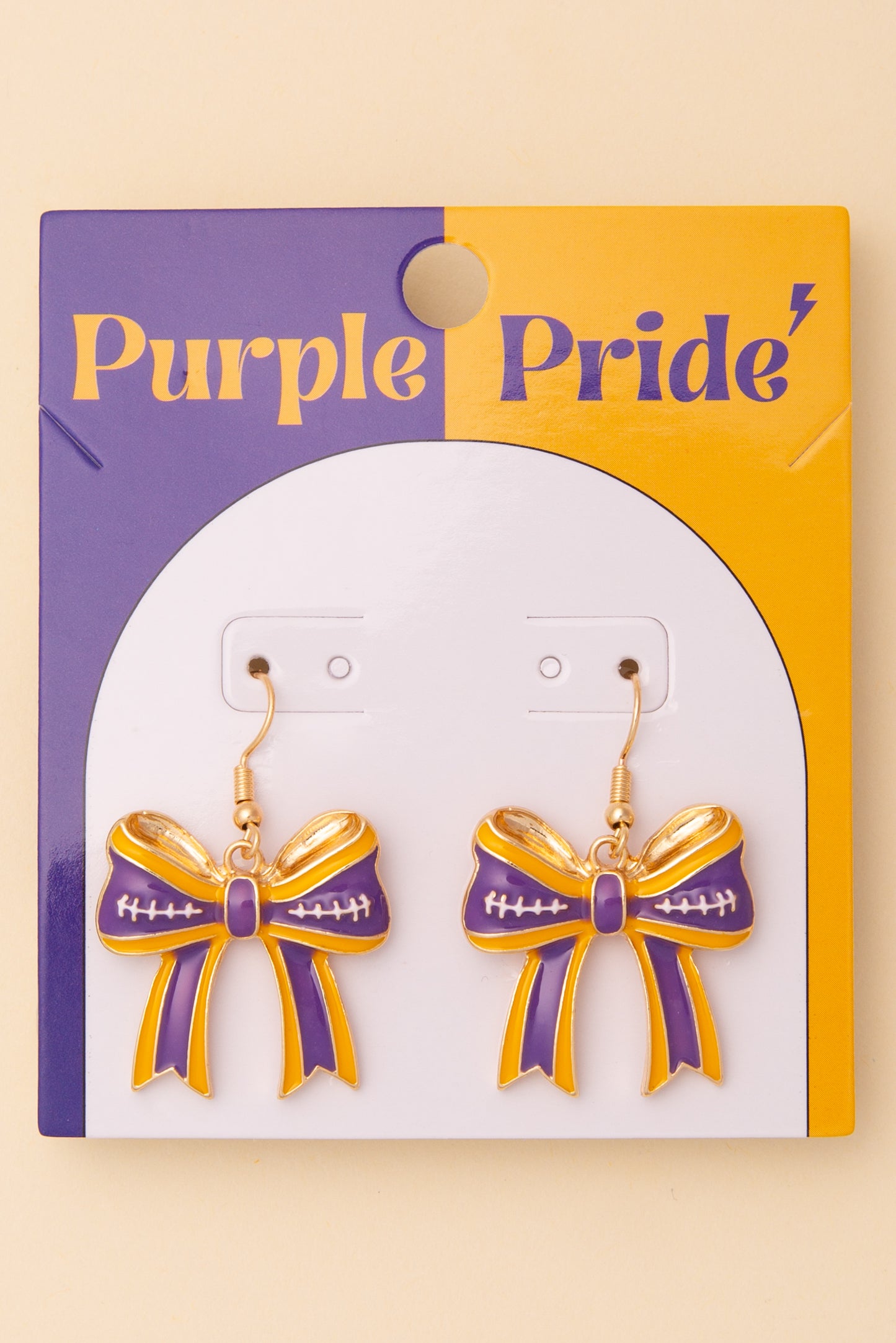 Anna Game Day Enamel Chevron Bow Ribbon Dangle Earrings