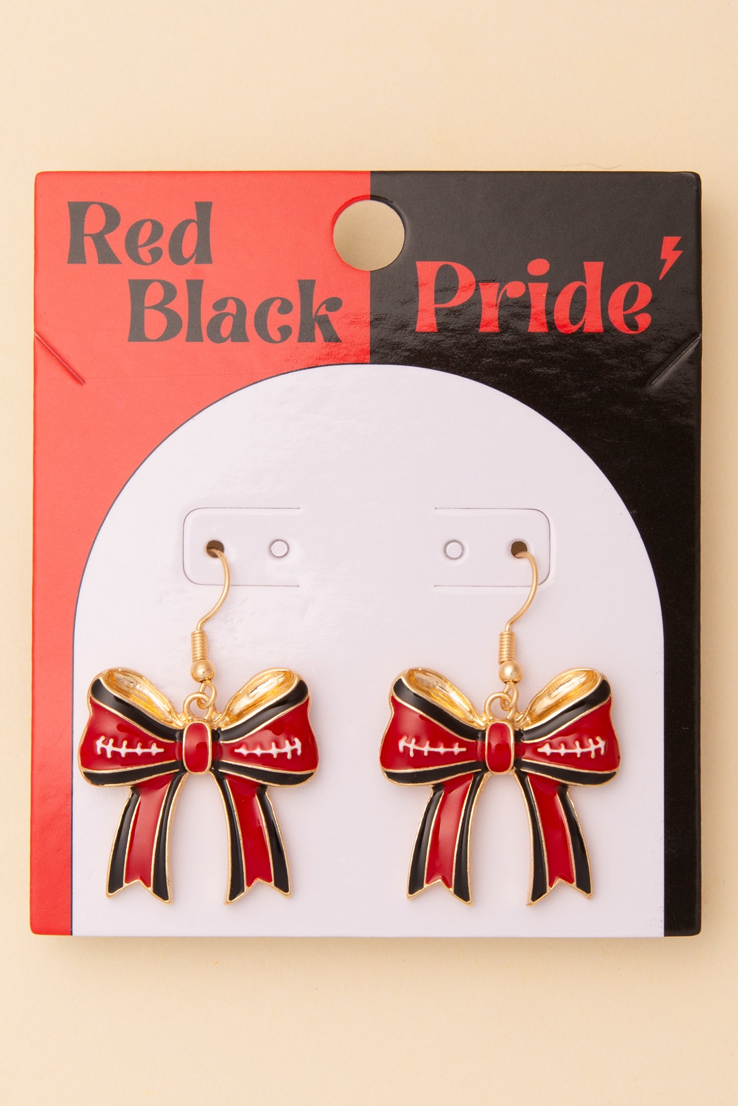 Anna Game Day Enamel Chevron Bow Ribbon Dangle Earrings