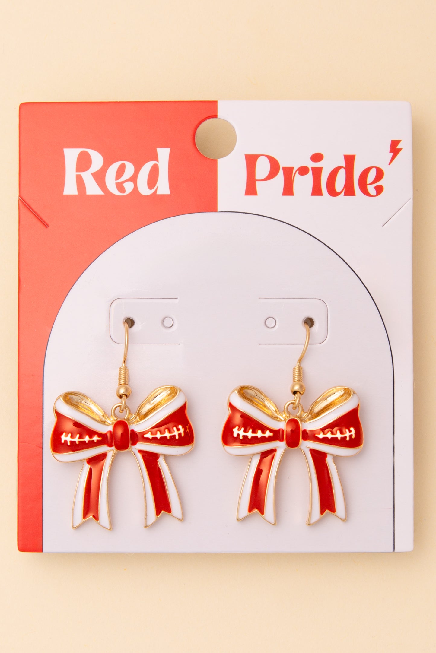 Anna Game Day Enamel Chevron Bow Ribbon Dangle Earrings