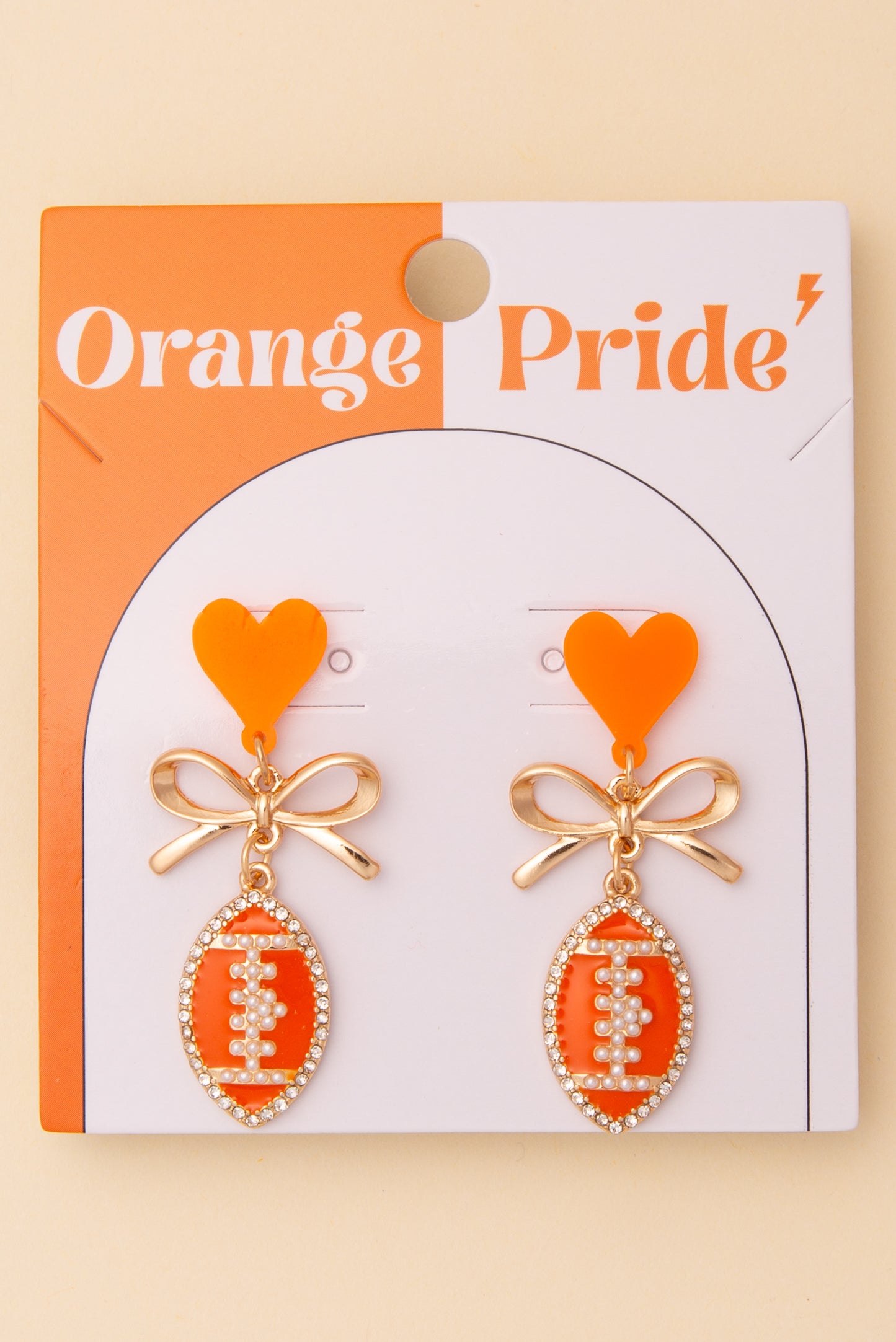 Eliza Game Day Enamel Heart Football Post Dangle Earrings