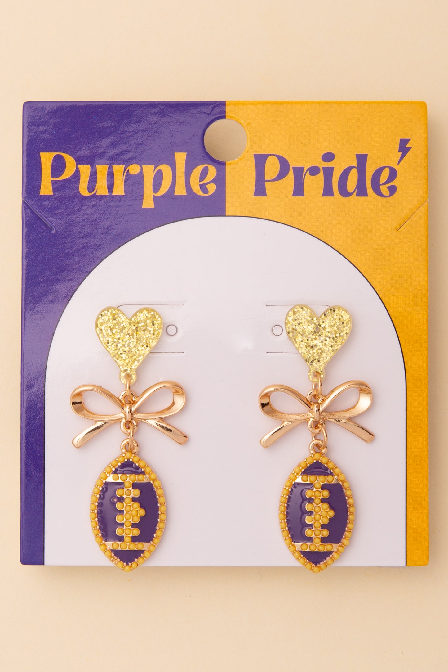 Eliza Game Day Enamel Heart Football Post Dangle Earrings