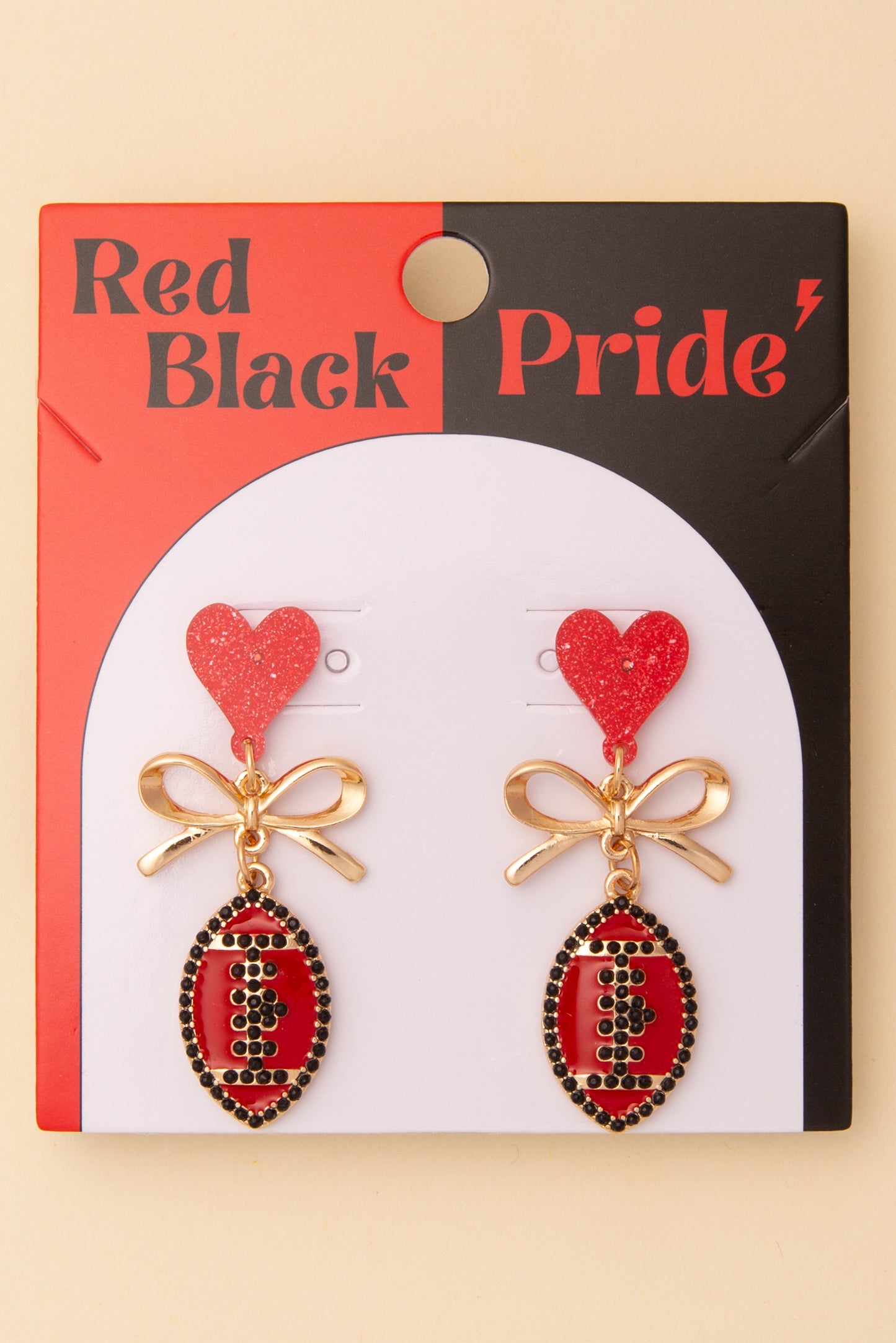 Eliza Game Day Enamel Heart Football Post Dangle Earrings