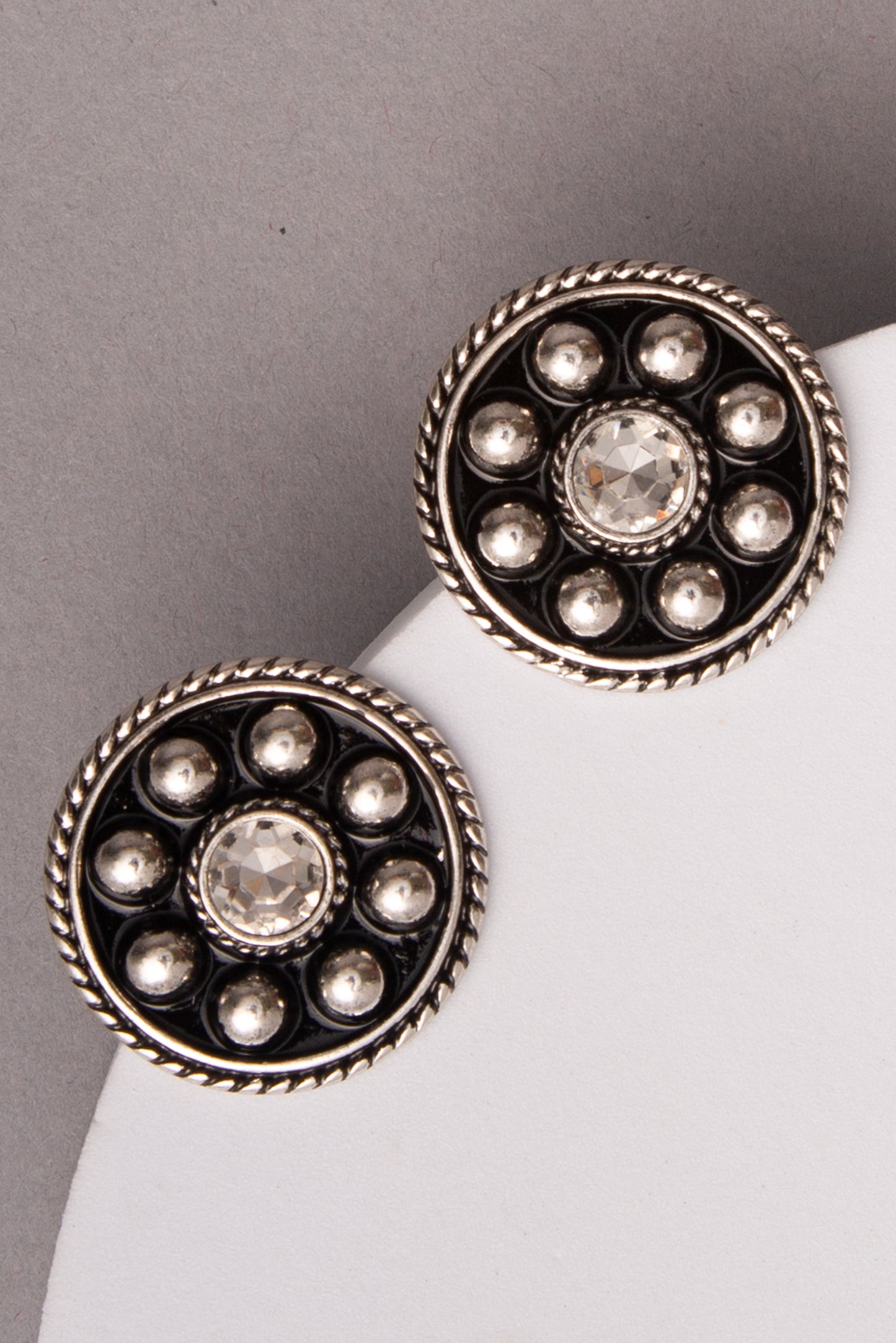 Isabel Western Concho Stud Earrings with Crystal or Turquoise | Silver