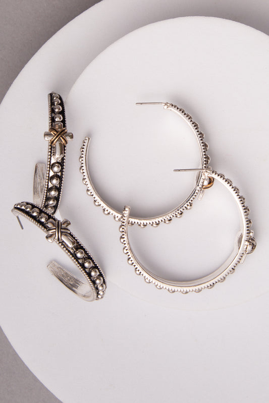 Ella Western X Cross Concho Hoop Earrings