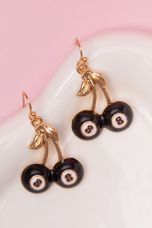Vivienne High Stakes Cherry & 8-Ball Dangle Earrings | Gold