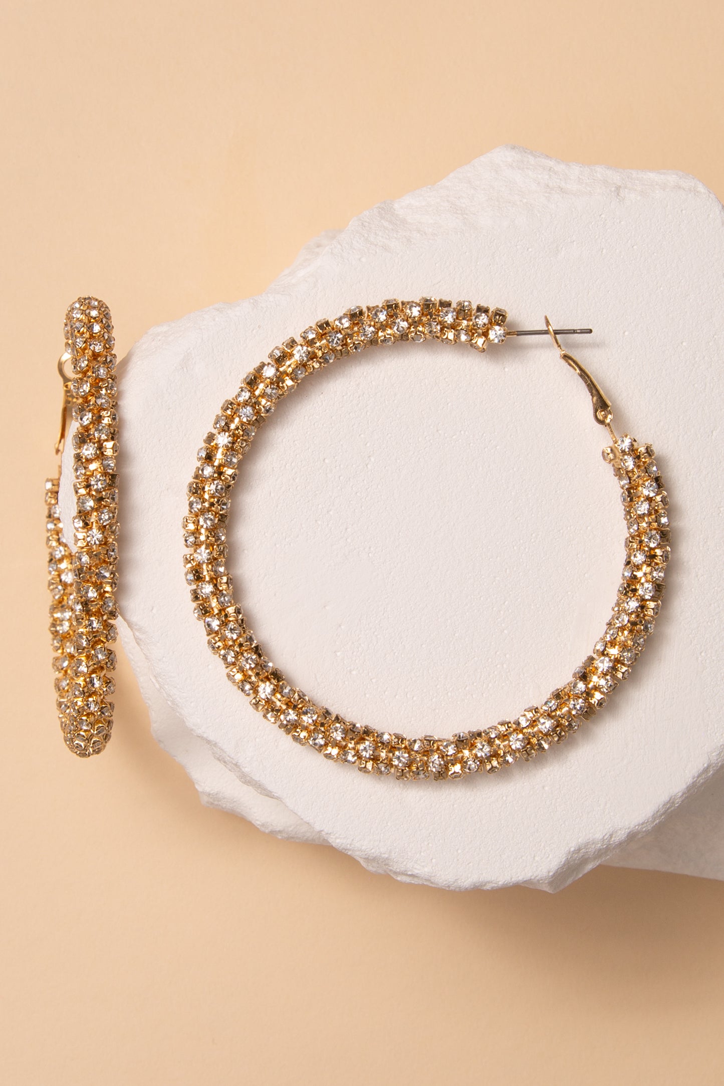 Addison Cubic Zirconia Pavé Tube Hoop Earrings | Gold