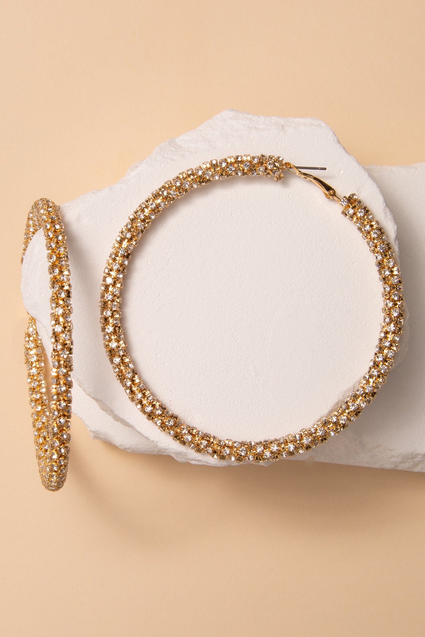 Ruth Cubic Zirconia Pavé Tube Hoop Earrings | Gold