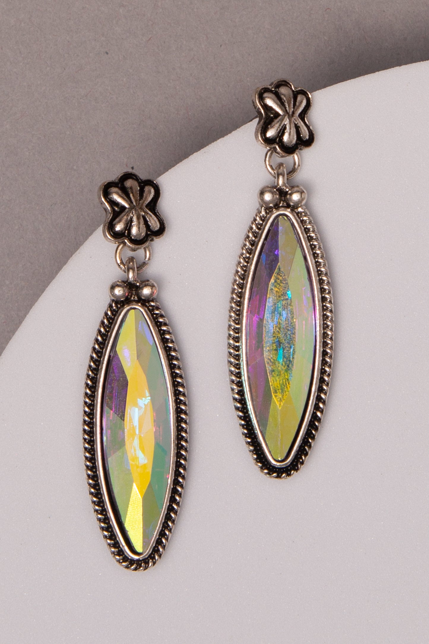 Mila Western Long Marquise-Cut Turquoise or Crystal Earrings | Iridescent