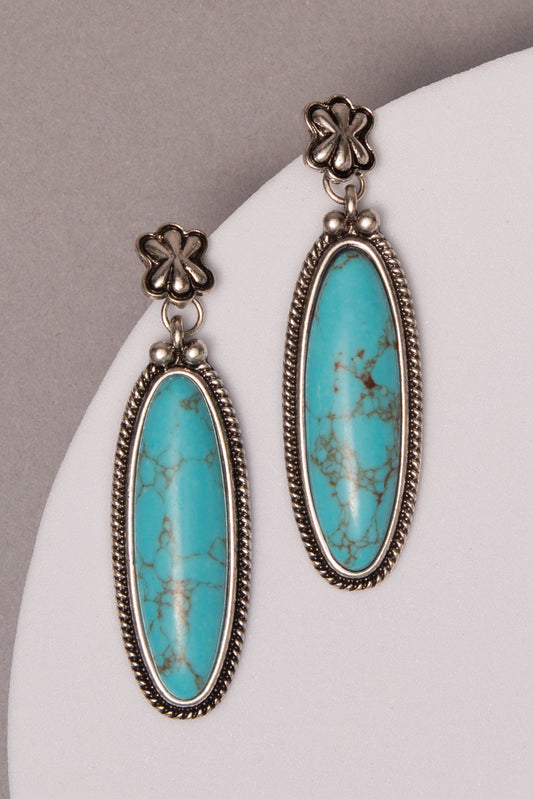 Mila Western Long Marquise-Cut Turquoise or Crystal Earrings | Turquoise