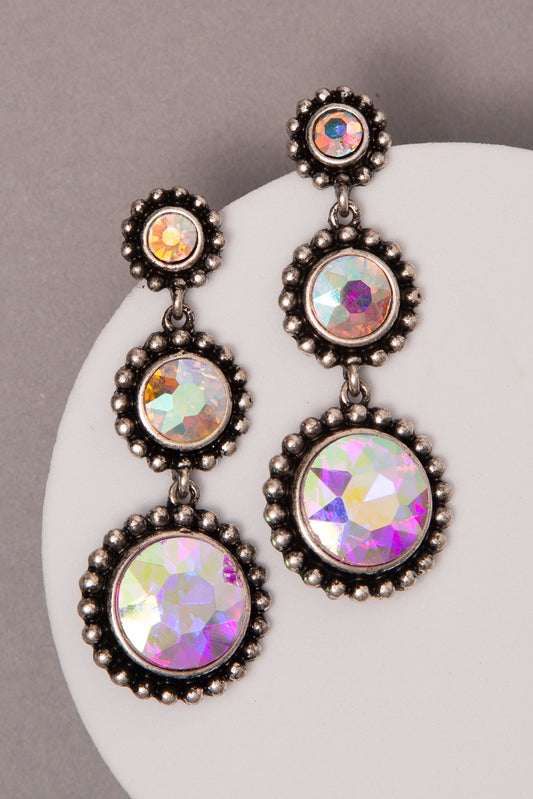Lucy Western Multi-Tiered Round Crystal Post Dangle Earrings