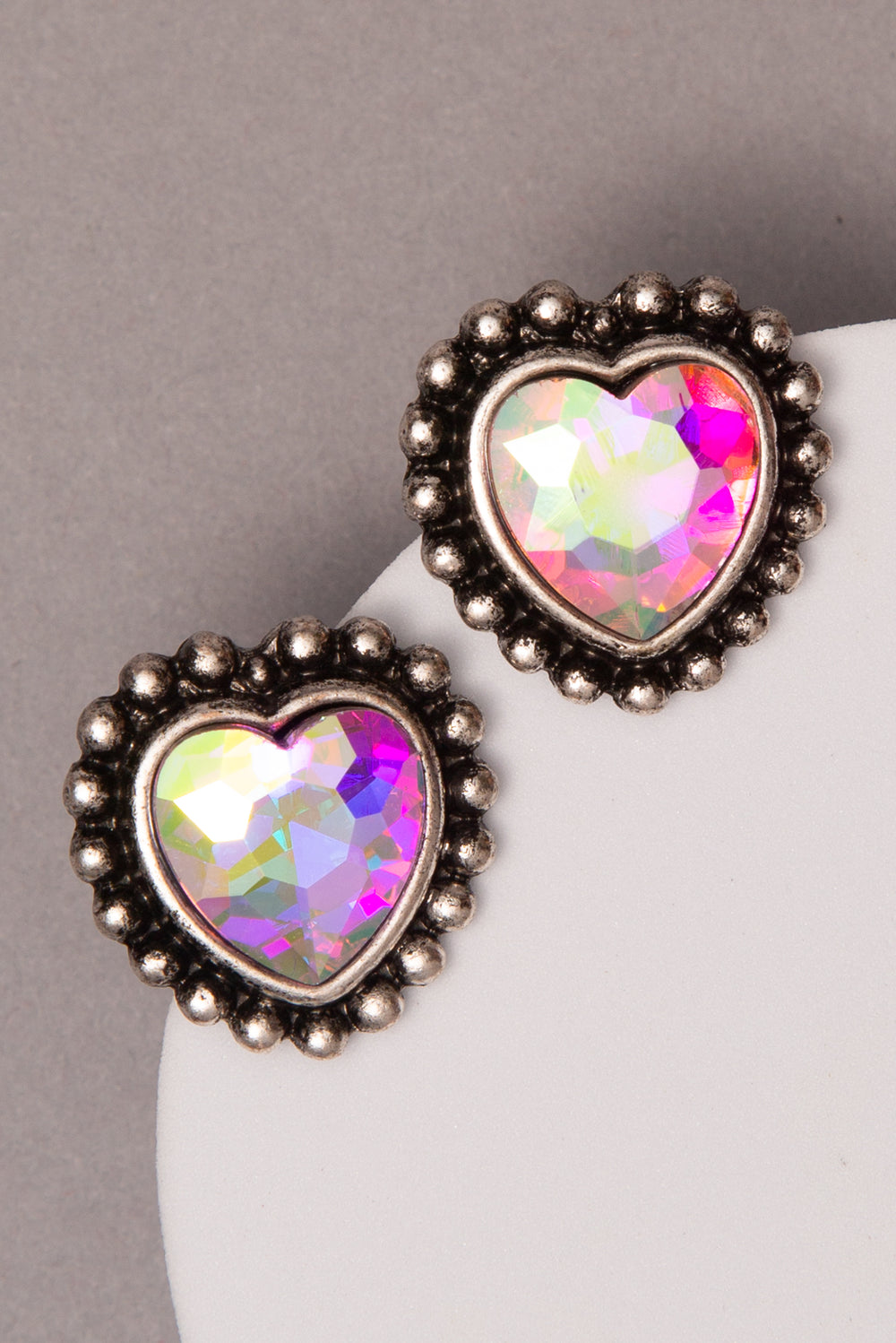 Maya Western Crystal Heart Post Earrings