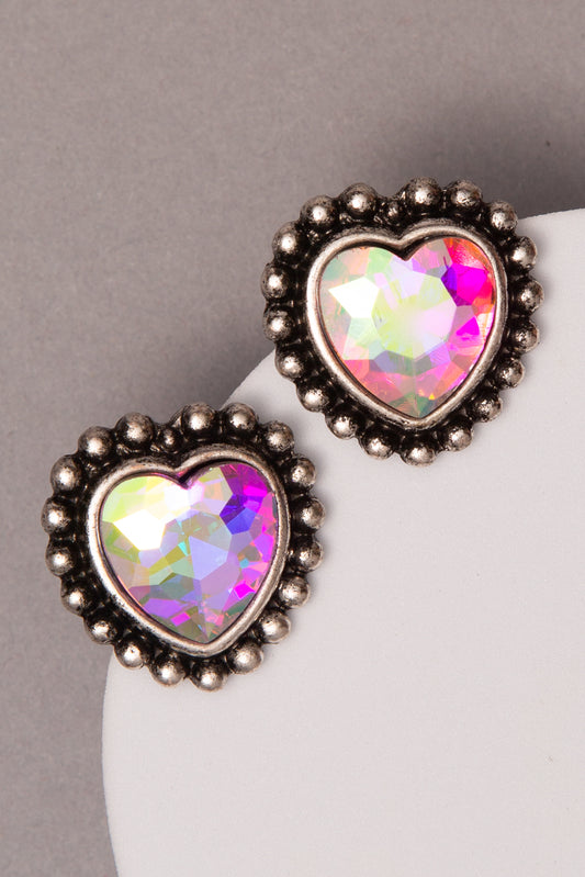 Maya Western Crystal Heart Post Earrings