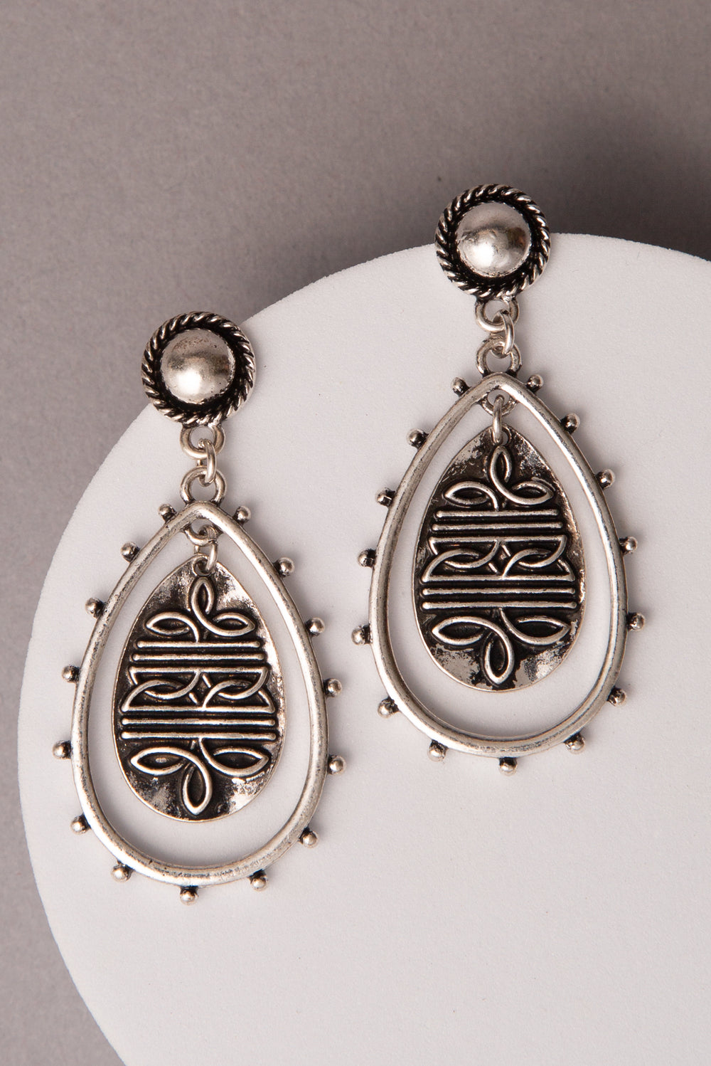 Melanie Western Boot Stitch Teardrop Dangle Earrings
