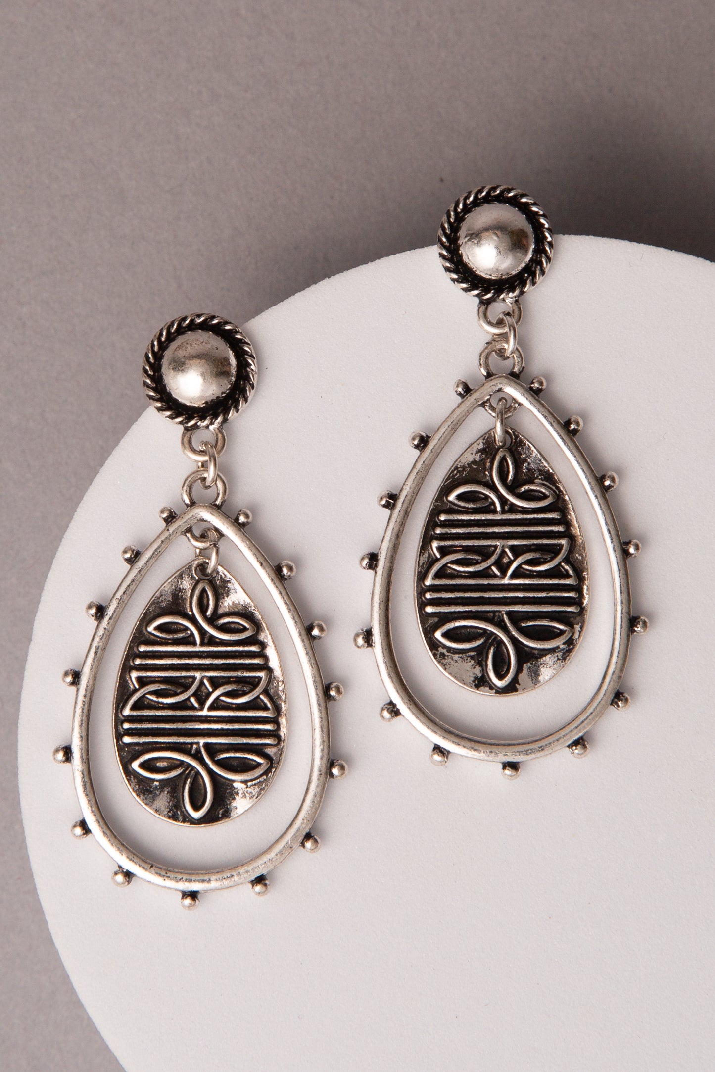 Melanie Western Boot Stitch Teardrop Dangle Earrings