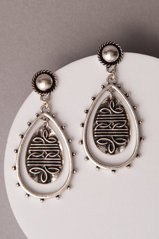 Melanie Western Boot Stitch Teardrop Dangle Earrings