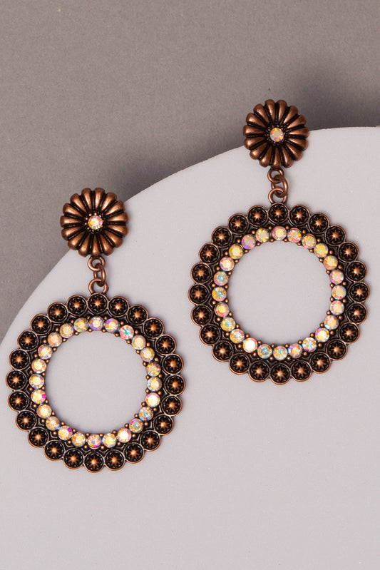 Brielle Western Floral Round Concho Post Dangle Earrings
