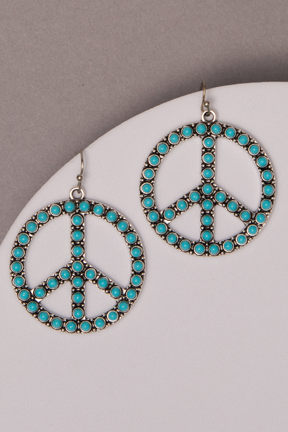 Natalie Western Crystal or Turquoise Peace Sign Dangle Earrings