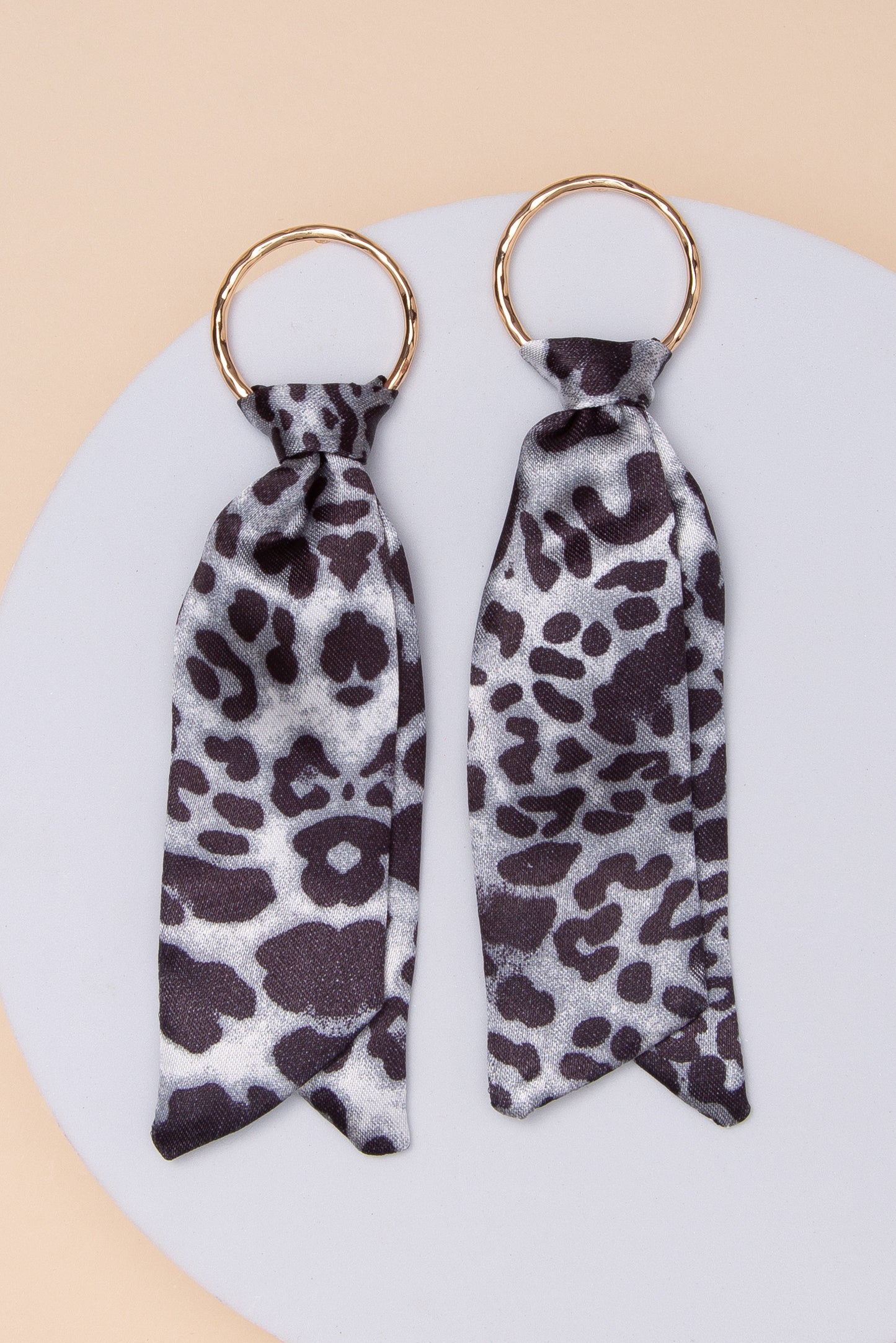 Anna Leopard Fabric Earrings | Gray