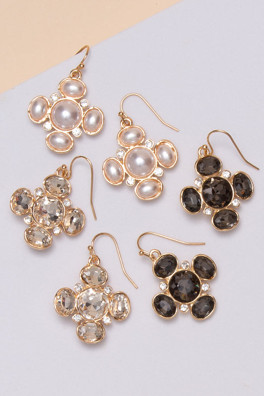 Khloe Faceted Stone Cluster Drop Earrings with Multi Stone Accents