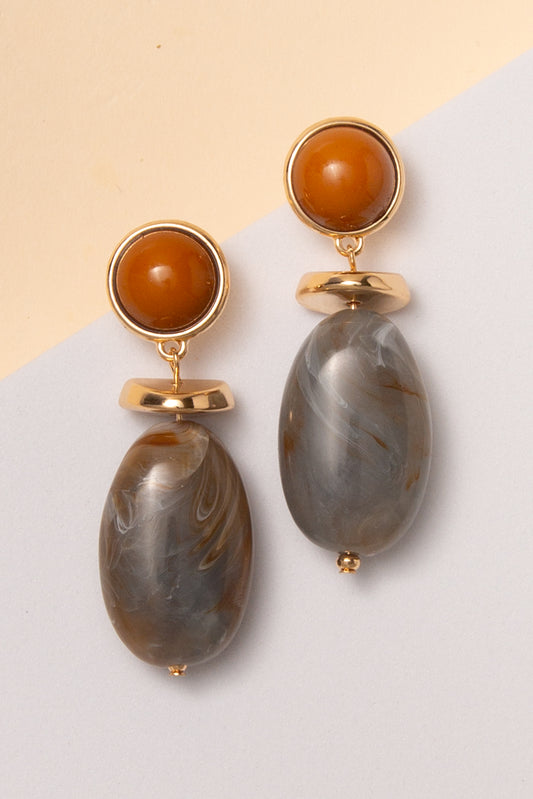 Isabel Oval Post Earrings with Multi-Gemstone Design | Brown