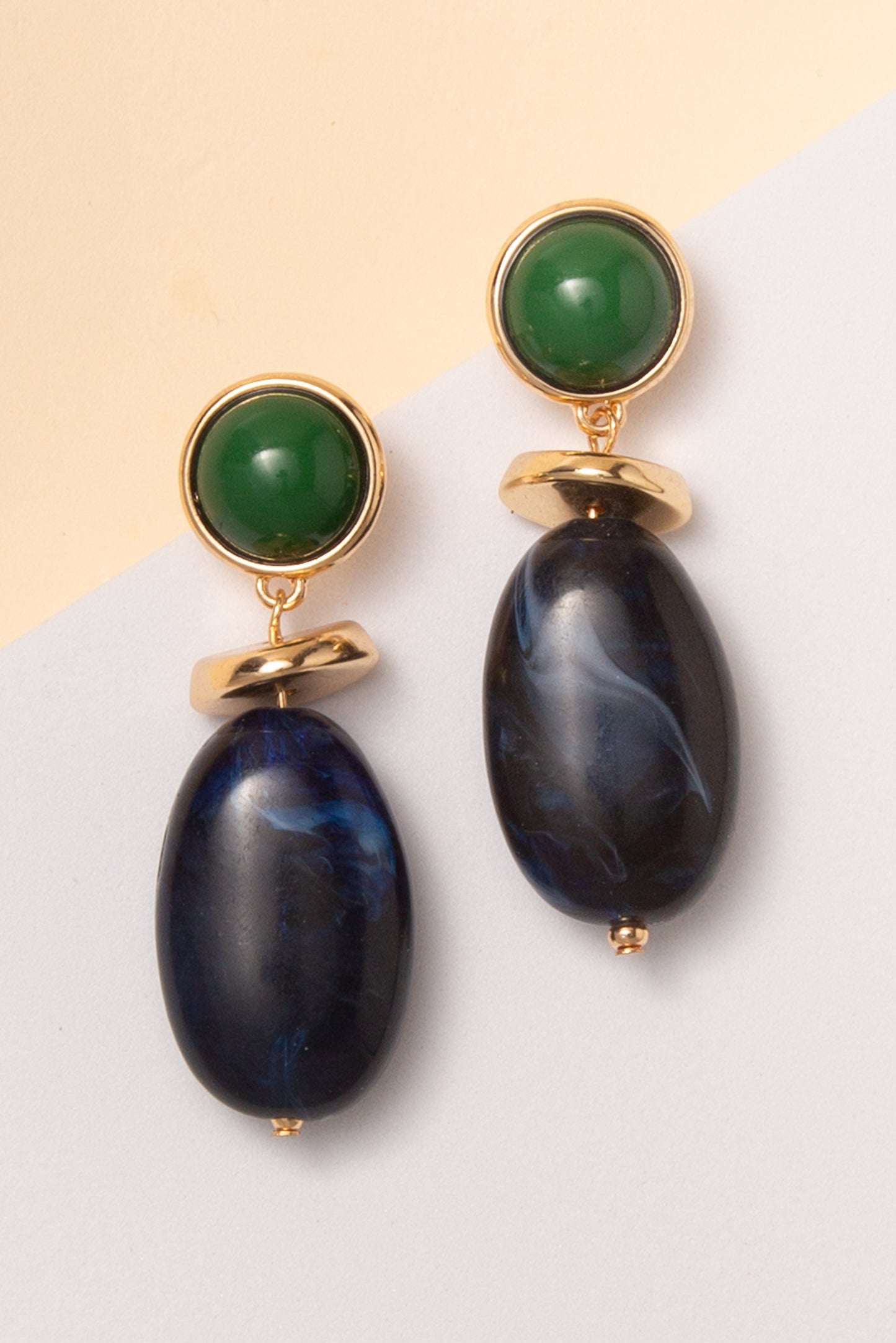 Isabel Oval Post Earrings with Multi-Gemstone Design | Green