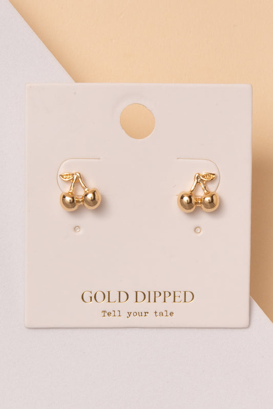 Mariana Gold Dipped and Silver Dipped Cherry Stud Earrings | Gold