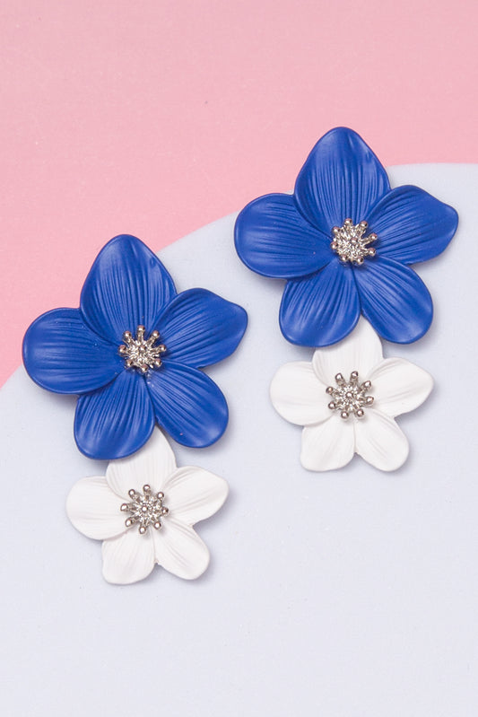 Esmeralda Layered Flower Shaped Stud Earrings | Blue